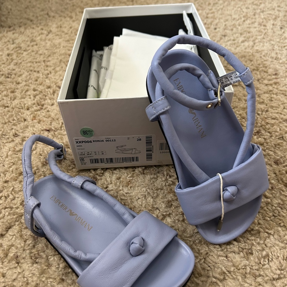 Emporio Armani Blue Sandals with Rounded Toe and Elastic Edge